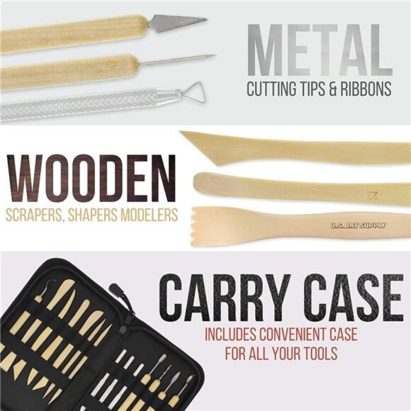 US Art Supply 14-Piece Pottery, Clay Sculpture & Ceramics Tool Set - Picture 3 of 7